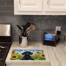 Load image into Gallery viewer, Black Poodle in Sunflowers Cutting Board Tempered Glass Kitchen Cutting Surface, Heat Resistant Chopping Board with Non-Slip Feet, Decorative Food Prep &amp; Serving