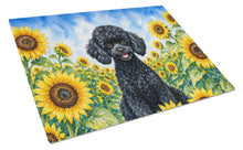 Load image into Gallery viewer, Black Poodle in Sunflowers Cutting Board Tempered Glass Kitchen Cutting Surface, Heat Resistant Chopping Board with Non-Slip Feet, Decorative Food Prep &amp; Serving