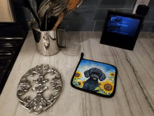 Load image into Gallery viewer, Black Poodle in Sunflowers Pot Holders - Set of 2 Decorative Kitchen Helpers | Made in the USA