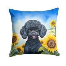 Load image into Gallery viewer, Black Poodle in Sunflowers Throw Pillow