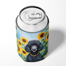 Load image into Gallery viewer, Black Poodle in Sunflowers Can or Bottle Hugger