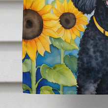 Load image into Gallery viewer, Black Poodle in Sunflowers House Flag