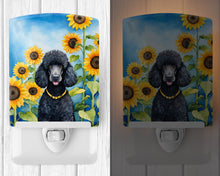 Load image into Gallery viewer, Black Poodle in Sunflowers Ceramic Night Light