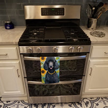 Load image into Gallery viewer, Black Poodle in Sunflowers Kitchen Towel