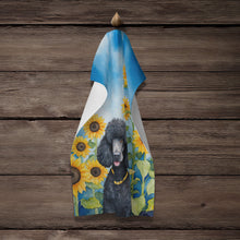 Load image into Gallery viewer, Black Poodle in Sunflowers Kitchen Towel