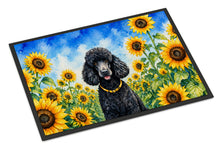 Load image into Gallery viewer, Black Poodle in Sunflowers Doormat Front Door Mat Indoor Outdoor Rugs for Entryway, Non Slip Washable Low Pile, 18H X 27W