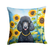 Load image into Gallery viewer, Black Poodle in Sunflowers Throw Pillow - 14x14 Decorative Pillow – Art for Your Home &amp; Patio