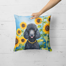 Load image into Gallery viewer, Black Poodle in Sunflowers Throw Pillow