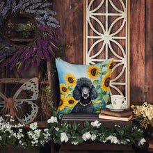 Load image into Gallery viewer, Black Poodle in Sunflowers Throw Pillow