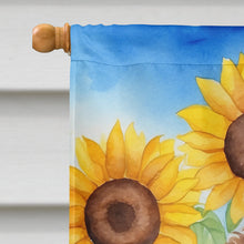 Load image into Gallery viewer, Chocolate Poodle in Sunflowers House Flag