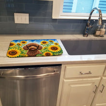 Load image into Gallery viewer, Chocolate Poodle in Sunflowers Dish Drying Mat Absorbent Dish Drying Mat Pad for Kitchen Counter Dish Drainer Mat for Countertop, 14 x 21", Multicolor