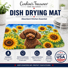 Load image into Gallery viewer, Chocolate Poodle in Sunflowers Dish Drying Mat Absorbent Dish Drying Mat Pad for Kitchen Counter Dish Drainer Mat for Countertop, 14 x 21", Multicolor
