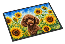 Load image into Gallery viewer, Chocolate Poodle in Sunflowers Doormat Front Door Mat Indoor Outdoor Rugs for Entryway, Non Slip Washable Low Pile, 24H X 36W