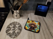 Load image into Gallery viewer, Chocolate Poodle in Sunflowers Pot Holders - Set of 2 Decorative Kitchen Helpers | Made in the USA