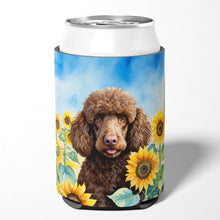 Load image into Gallery viewer, Chocolate Poodle in Sunflowers Can or Bottle Hugger