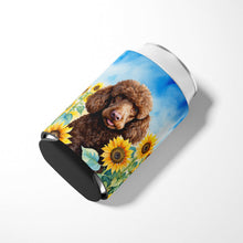 Load image into Gallery viewer, Chocolate Poodle in Sunflowers Can or Bottle Hugger