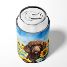 Load image into Gallery viewer, Chocolate Poodle in Sunflowers Can or Bottle Hugger