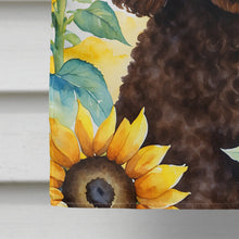 Load image into Gallery viewer, Chocolate Poodle in Sunflowers House Flag