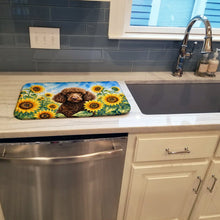 Load image into Gallery viewer, Chocolate Poodle in Sunflowers Dish Drying Mat Absorbent Dish Drying Mat Pad for Kitchen Counter Dish Drainer Mat for Countertop, 14 x 21", Multicolor