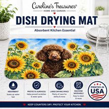 Load image into Gallery viewer, Chocolate Poodle in Sunflowers Dish Drying Mat Absorbent Dish Drying Mat Pad for Kitchen Counter Dish Drainer Mat for Countertop, 14 x 21", Multicolor