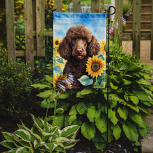 Load image into Gallery viewer, Chocolate Poodle in Sunflowers Garden Flag – Bright Dog-Themed Yard Decor
