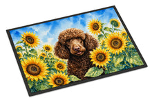 Load image into Gallery viewer, Chocolate Poodle in Sunflowers Doormat Front Door Mat Indoor Outdoor Rugs for Entryway, Non Slip Washable Low Pile, 18H X 27W