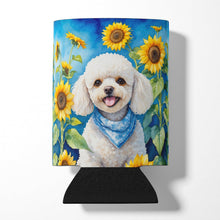 Load image into Gallery viewer, White Poodle in Sunflowers Can or Bottle Hugger