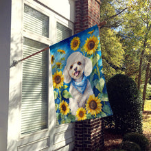 Load image into Gallery viewer, White Poodle in Sunflowers House Flag