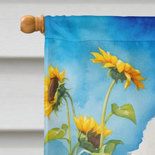 Load image into Gallery viewer, White Poodle in Sunflowers House Flag