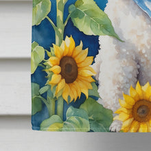 Load image into Gallery viewer, White Poodle in Sunflowers House Flag