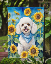Load image into Gallery viewer, White Poodle in Sunflowers Garden Flag – Bright Dog-Themed Yard Decor