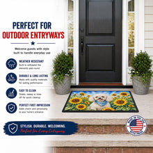 Load image into Gallery viewer, White Poodle in Sunflowers Doormat Front Door Mat Indoor Outdoor Rugs for Entryway, Non Slip Washable Low Pile, 24H X 36W