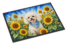 Load image into Gallery viewer, White Poodle in Sunflowers Doormat Front Door Mat Indoor Outdoor Rugs for Entryway, Non Slip Washable Low Pile, 24H X 36W