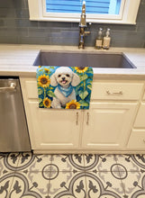 Load image into Gallery viewer, White Poodle in Sunflowers Kitchen Towel