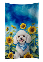 Load image into Gallery viewer, White Poodle in Sunflowers Kitchen Towel