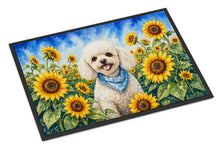 Load image into Gallery viewer, White Poodle in Sunflowers Doormat Front Door Mat Indoor Outdoor Rugs for Entryway, Non Slip Washable Low Pile, 18H X 27W
