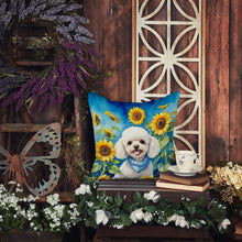Load image into Gallery viewer, White Poodle in Sunflowers Throw Pillow - 14x14 Decorative Pillow – Art for Your Home &amp; Patio