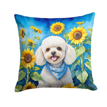 Load image into Gallery viewer, White Poodle in Sunflowers Throw Pillow - 14x14 Decorative Pillow – Art for Your Home &amp; Patio
