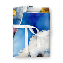 Load image into Gallery viewer, White Poodle in Sunflowers Apron – Artist-Designed Kitchen, BBQ &amp; Craft Apron