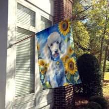 Load image into Gallery viewer, White Poodle in Sunflowers House Flag