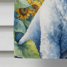 Load image into Gallery viewer, White Poodle in Sunflowers House Flag