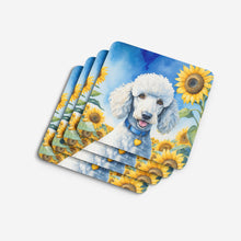 Load image into Gallery viewer, White Poodle in Sunflowers Coasters - Set of 4 Lightweight Foam, Absorbent Drink Coasters