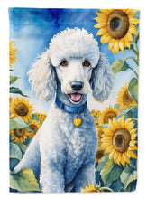 Load image into Gallery viewer, White Poodle in Sunflowers Garden Flag – Bright Dog-Themed Yard Decor
