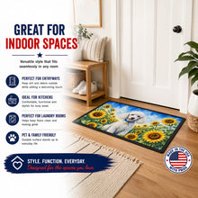 Load image into Gallery viewer, White Poodle in Sunflowers Doormat Front Door Mat Indoor Outdoor Rugs for Entryway, Non Slip Washable Low Pile, 24H X 36W