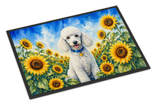 Load image into Gallery viewer, White Poodle in Sunflowers Doormat Front Door Mat Indoor Outdoor Rugs for Entryway, Non Slip Washable Low Pile, 24H X 36W
