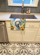 Load image into Gallery viewer, White Poodle in Sunflowers Kitchen Towel
