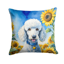 Load image into Gallery viewer, White Poodle in Sunflowers Throw Pillow