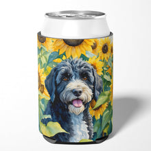 Load image into Gallery viewer, Portuguese Water Dog in Sunflowers Can or Bottle Hugger