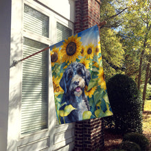Load image into Gallery viewer, Portuguese Water Dog in Sunflowers House Flag