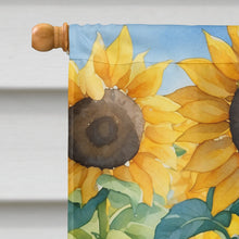 Load image into Gallery viewer, Portuguese Water Dog in Sunflowers House Flag